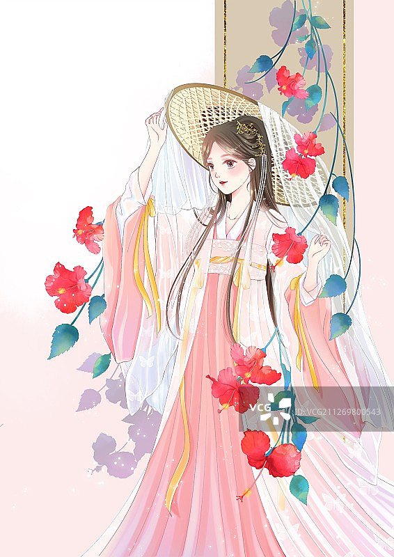 谁家小姐踏春中图片素材