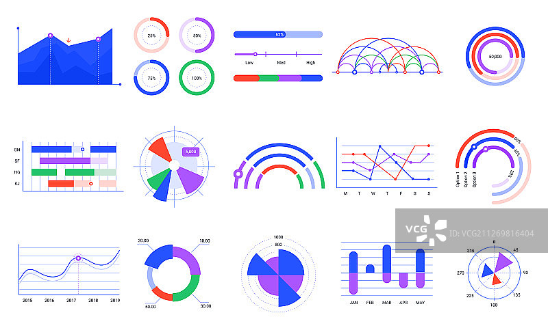 彩色图表统计图图片素材