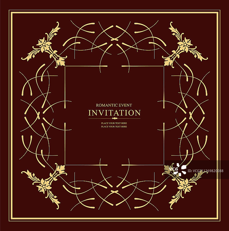 棕褐色深蓝色背景上的金色装饰品图片素材