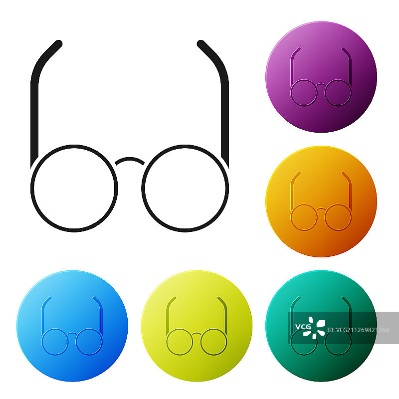 白色背景上的黑色眼镜图标图片素材