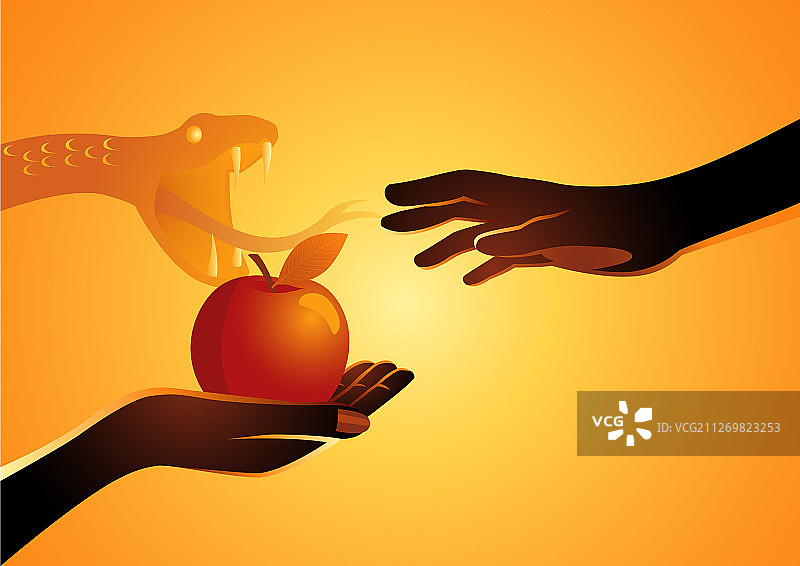 夏娃向亚当献苹果图片素材