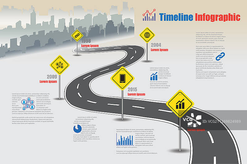 商业路线图时间轴信息图图片素材