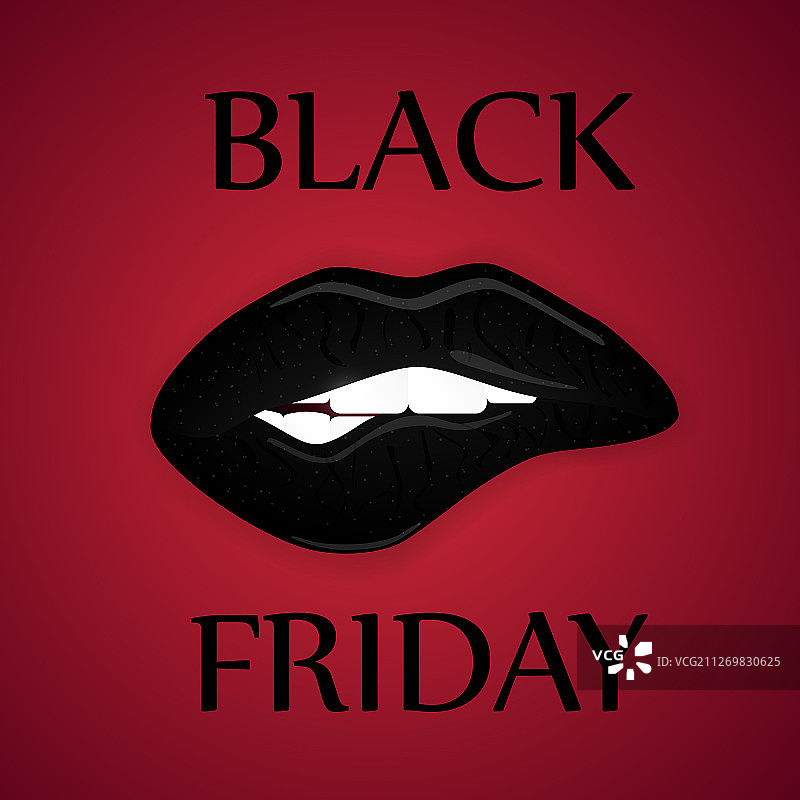 黑色星期五促销海报，红色嘴唇图片素材