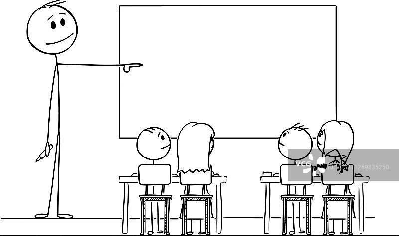 教室里拿着记号笔的卡通老师图片素材