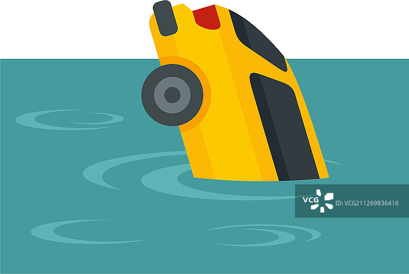 黄色汽车洪水图标扁平风格图片素材