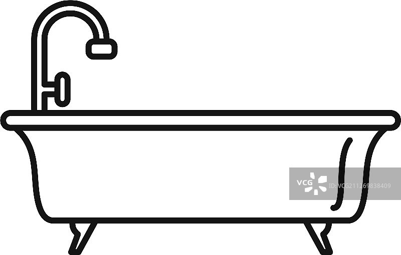 浴缸图标轮廓样式图片素材
