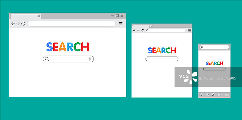 电脑和移动设备浏览器界面图片素材