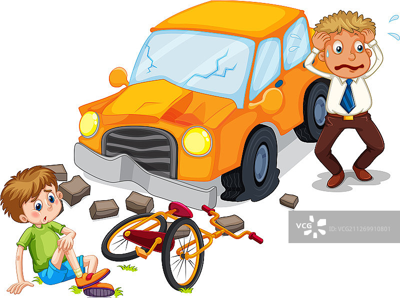 汽车撞自行车的事故现场图片素材