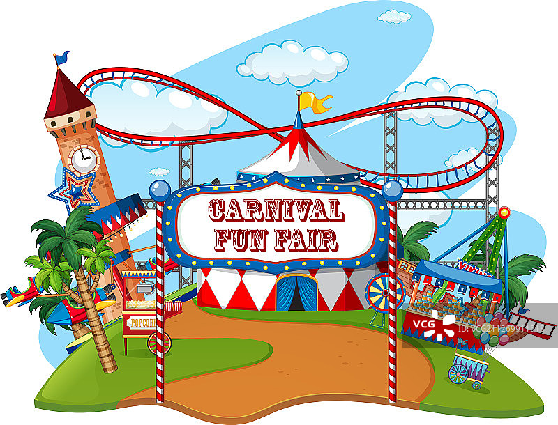 孤立背景上的游乐场主题公园图片素材