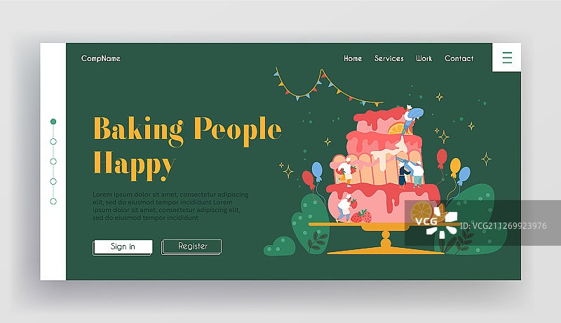 面包店网站着陆页厨师角色图片素材