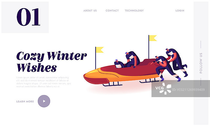 雪橇世界杯比赛网站着陆页图片素材