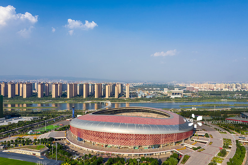 山西省体育中心白天航拍图片素材