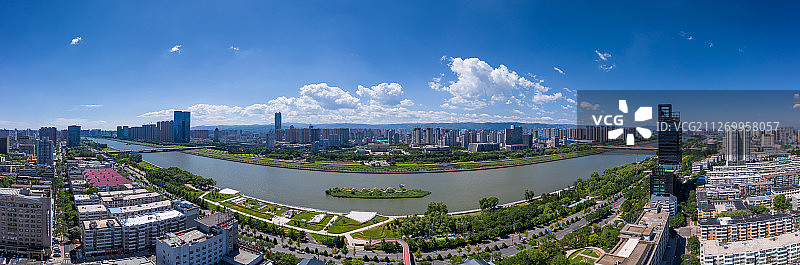 太原白天航拍全景图片素材