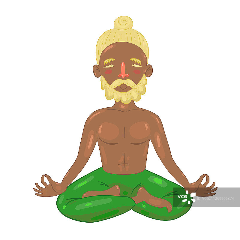 在白色背景下莲花坐姿的男人图片素材