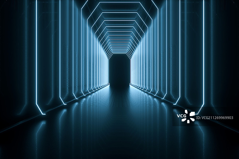 3D抽象霓虹灯空间图片素材