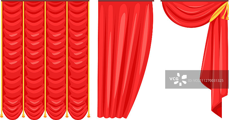 红色窗帘营造奢华室内装饰图片素材