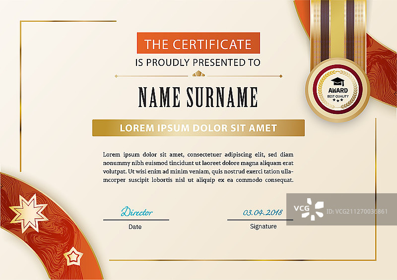 红色金色设计的官方证书图片素材