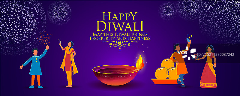 排灯节快乐印度教节日灯光背景图片素材