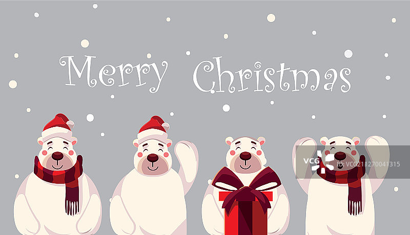 带有圣诞快乐标签的北极熊图片素材