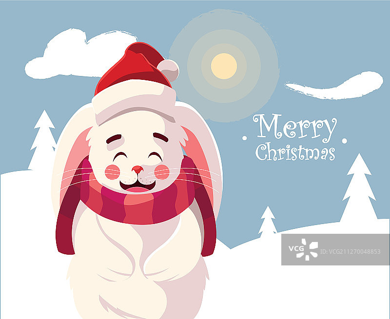 冬季风景与兔子图片素材