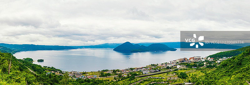日本北海道洞爷湖户外风光高视角图片素材