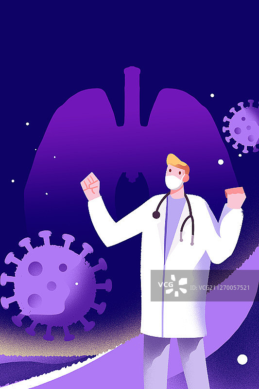 医护人员对病毒解说插画图片素材