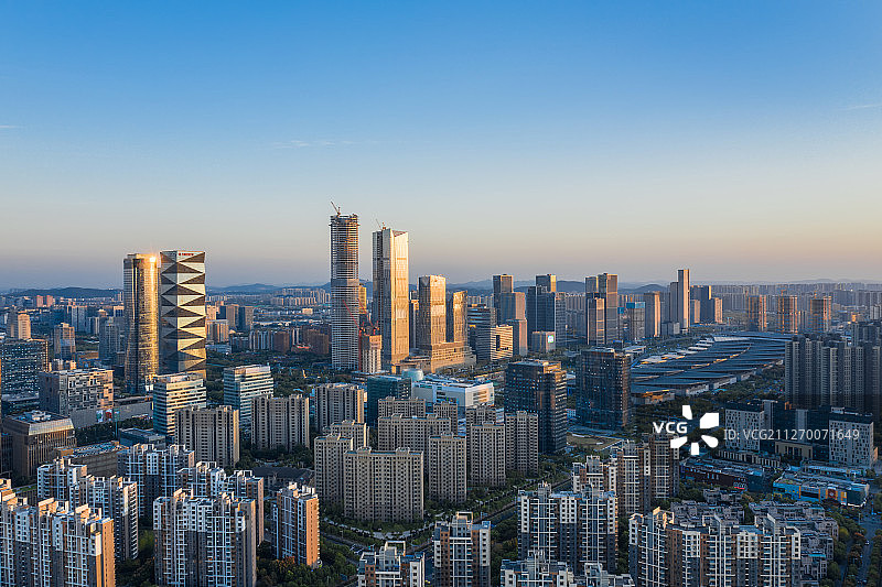 南京市建邺区河西CBD日落图片素材
