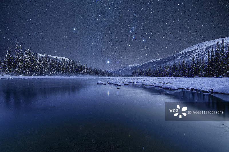 喀纳斯河星空图片素材