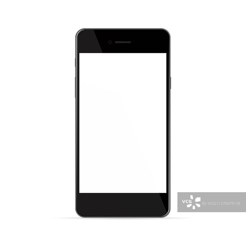 带白色屏幕的逼真黑色手机图片素材