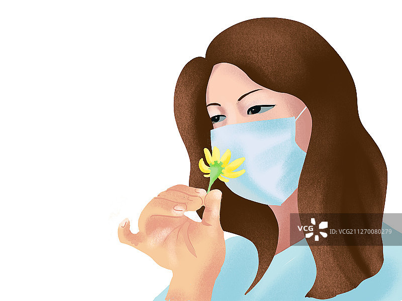 口罩也挡不住我对春天的向往图片素材