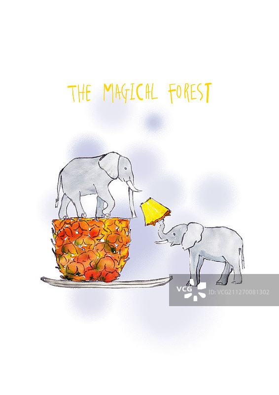 水彩风格动物插画图片素材