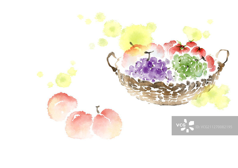 水墨画风水果图片素材