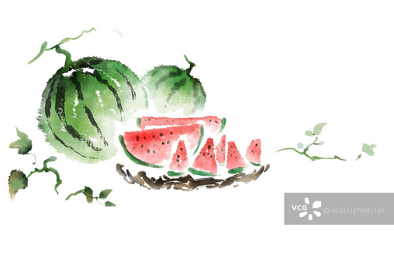 水墨画风水果图片素材