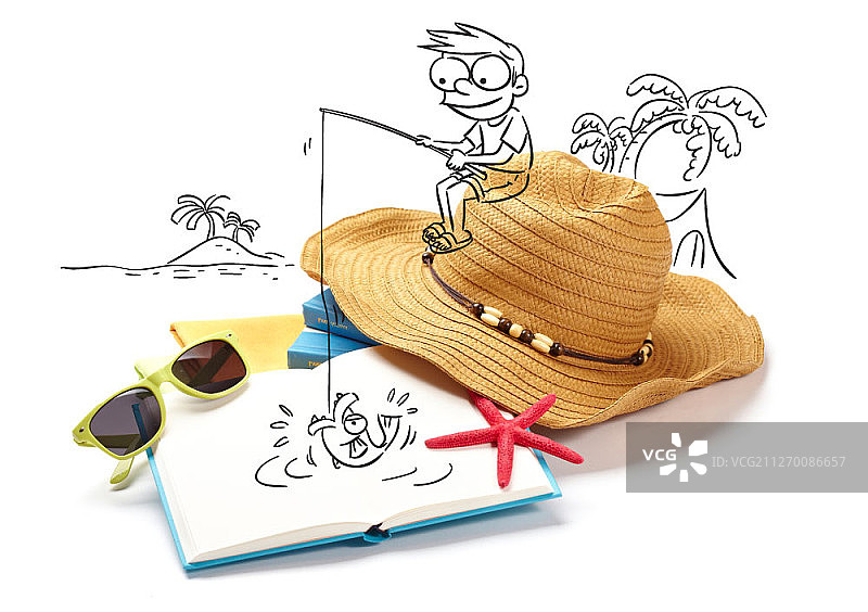 摄影结合插画图片素材