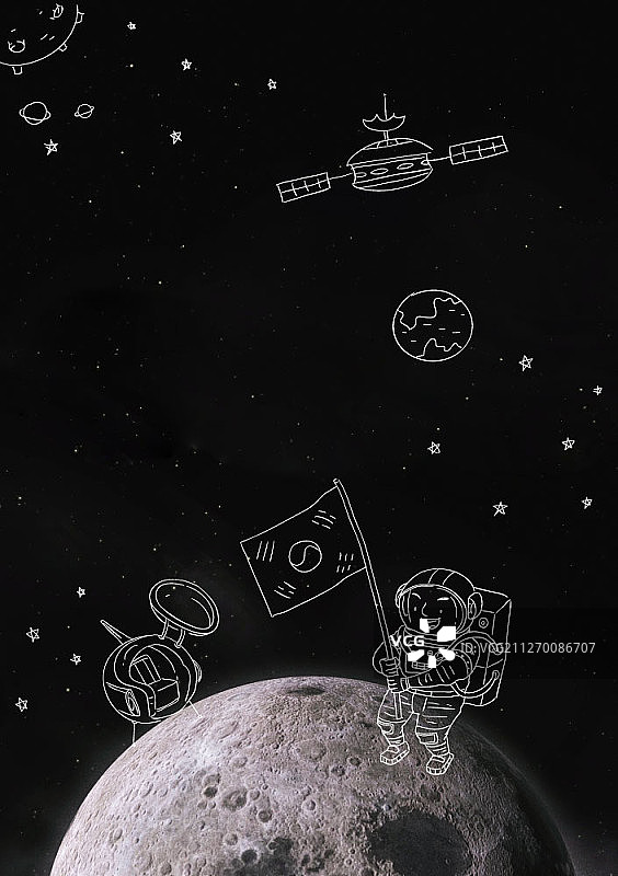 摄影结合插画图片素材