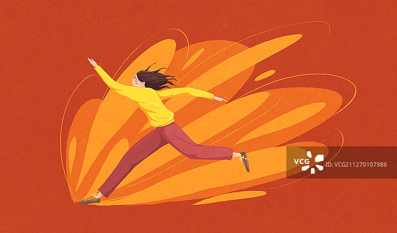 奔跑的女生青年节插画2图片素材