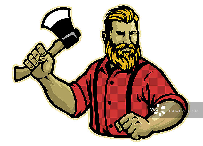 伐木工吉祥物斧头姿势图片素材