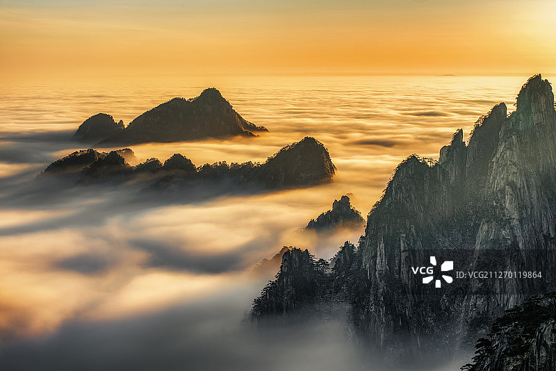 黄山日出云海图片素材