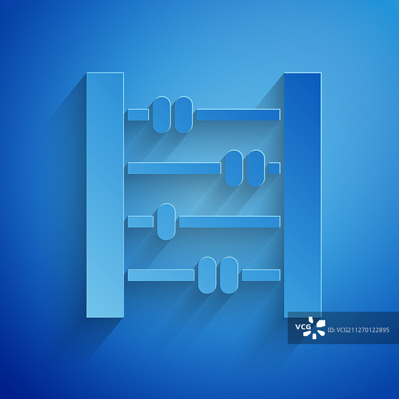 蓝色背景上隔离的纸剪算盘图标图片素材