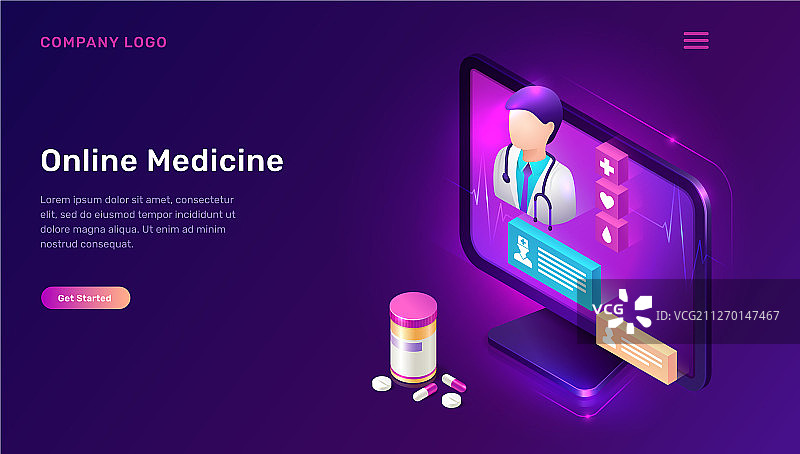 在线医疗等距概念远程医疗图片素材