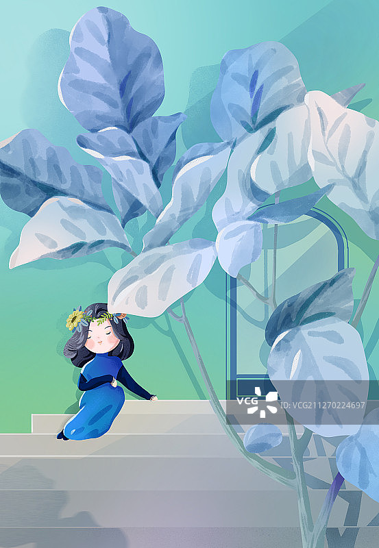 春分清新风格二十四节气系列插画图片素材