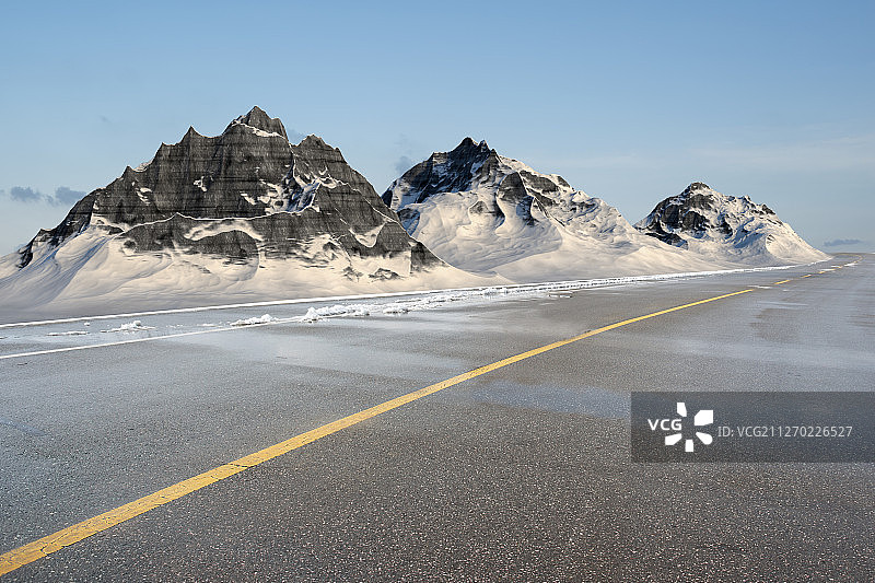 雪山和道路图片素材