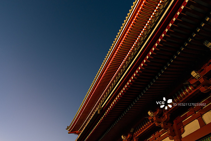 东京浅草寺建筑夜景图片素材