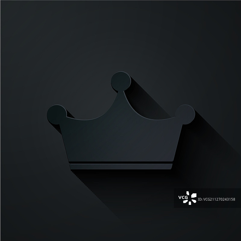 黑色背景上的纸剪皇冠图标图片素材