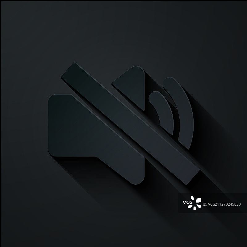 黑色背景上的剪纸扬声器静音图标图片素材