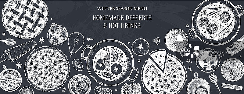 热饮自制馅饼和甜点设计图片素材