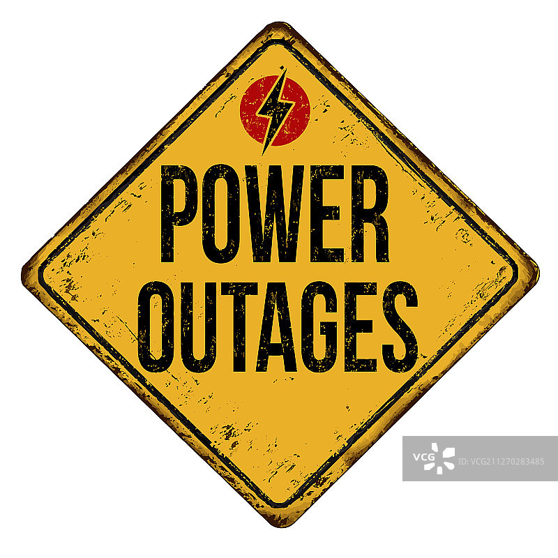 停电复古生锈金属标志图片素材