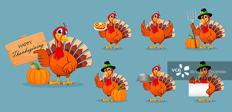 感恩节火鸡七种姿势图片素材