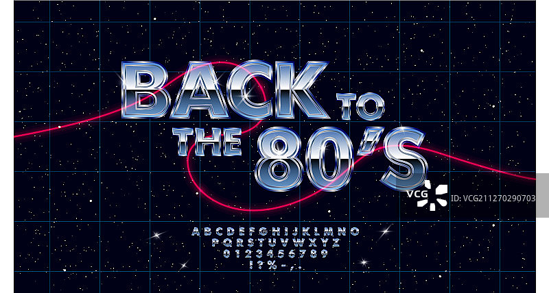 80年代的复古合成波字体设计图片素材