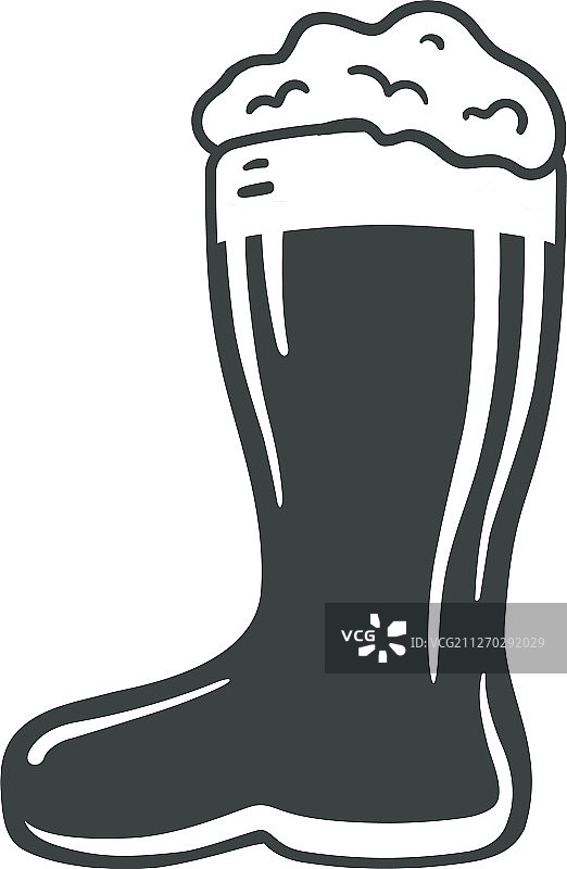 靴子玻璃杯中带有泡沫和气泡的啤酒靴图标图片素材